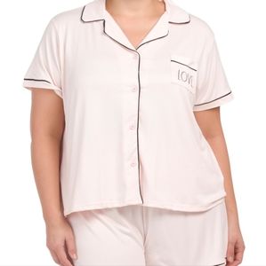 Rae Dunn pajama Love SS Notch PJ Short set